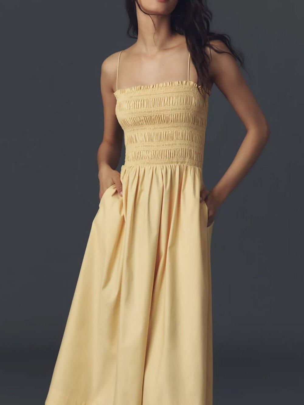 Reformation Kerrie Midi Dress - Parmesan Light Yellow Causal Summer French - Picture 4 of 10